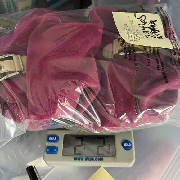 Cole Haan Fuchsia Suede Shoulder Bag Olive Trim Leather Strap Boho Slouchy Tote - Picture 12 of 14